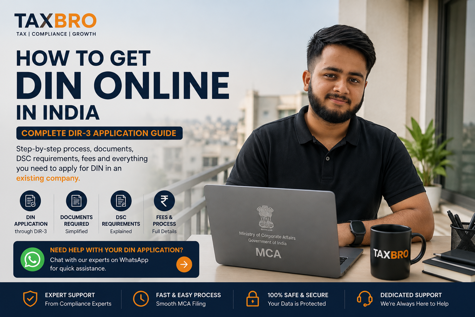 How to apply for DIN online through DIR-3 for an existing company