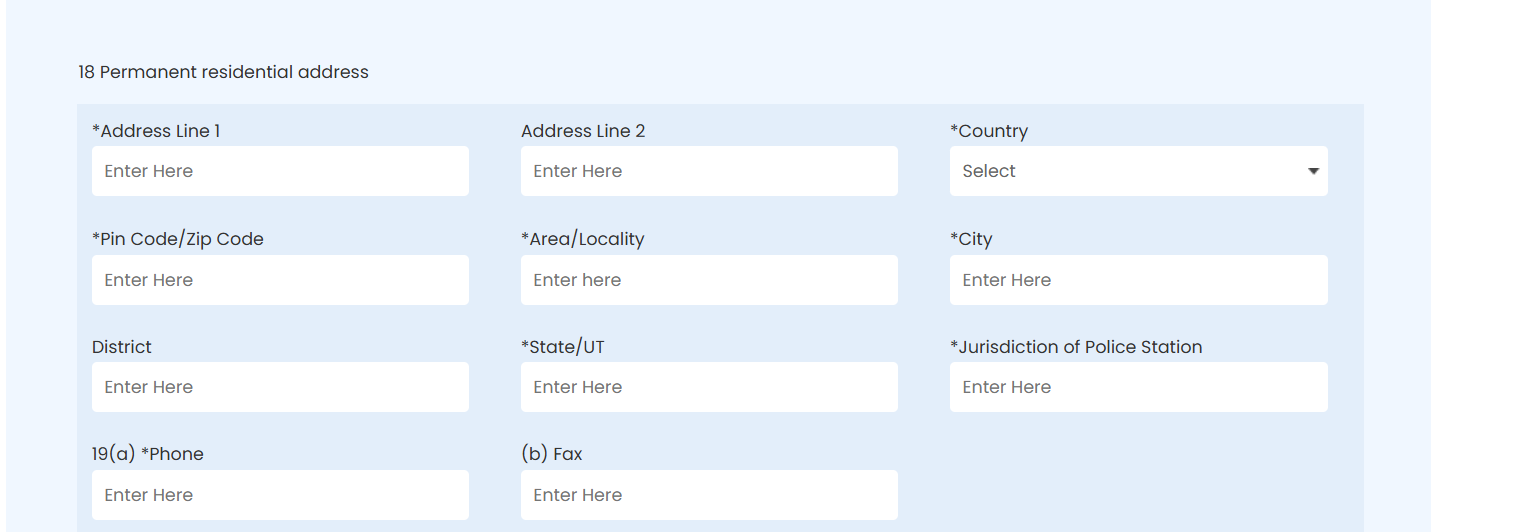DIR-3 permanent residential address fields